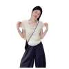 Korean-style U-neck fake two-piece short-sleeved T-shirt for women's summer new versatile and slimming, candy-colored simple thin shoulder T-shirt Item Picture